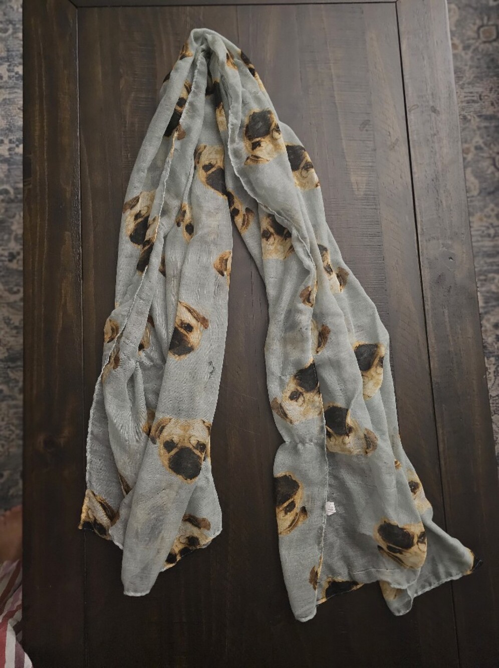 Gray Pug-Print Dog Scarf - Light Gray Cute Canine Pattern